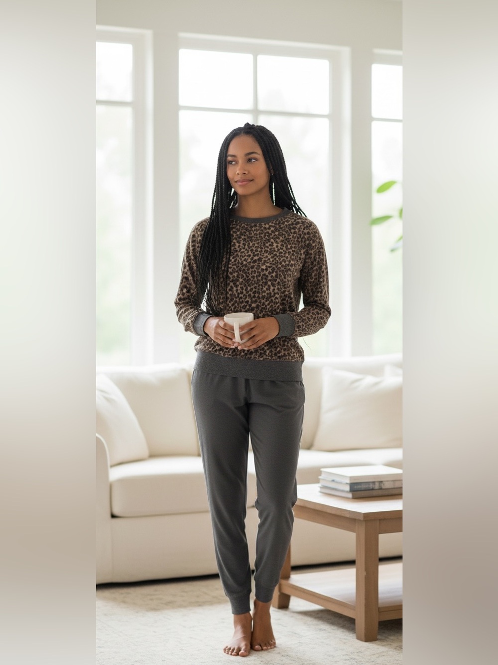 Splendid 2‑Piece Pajama Set NWT | XXL Leopard Top & Jogger Pants Soft Loungewear